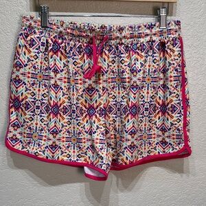 Jess Lea Women's 2XL‎ Pink Multi Colored Lined Drawstring Everyday Short NWT